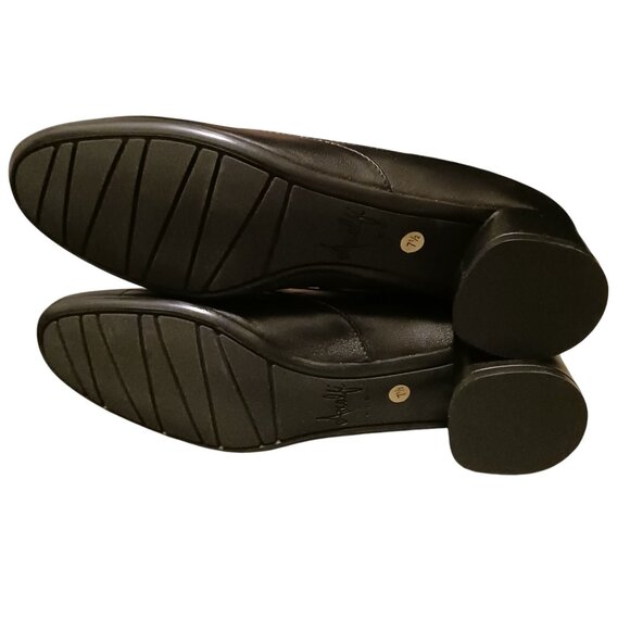 NEW Amalfi Recanati Block Heel Round Toe Leather Pumps‎ in Black, Size 7.5 SS - Picture 7 of 10